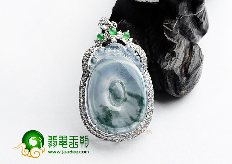 (超值推荐)冰玻种飘花镶玫瑰金福在眼前胸坠(真钻)