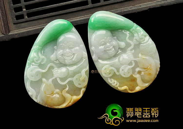 (超值推荐)糯冰种黄加绿布袋佛挂件(单价)