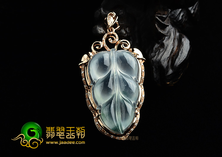 (超值推荐)冰种飘花镶玫瑰金金枝玉叶胸坠(真钻)