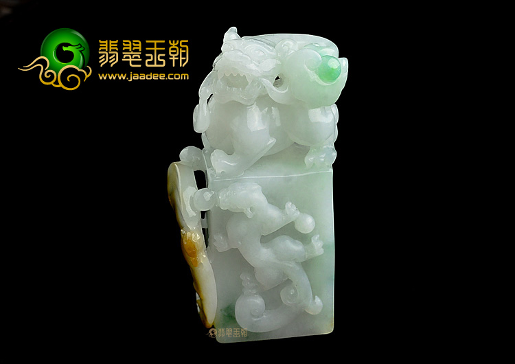 (超值推荐)糯冰种淡三彩貔貅印章