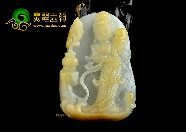 (超值推荐)糯冰种黄翡站观音挂件