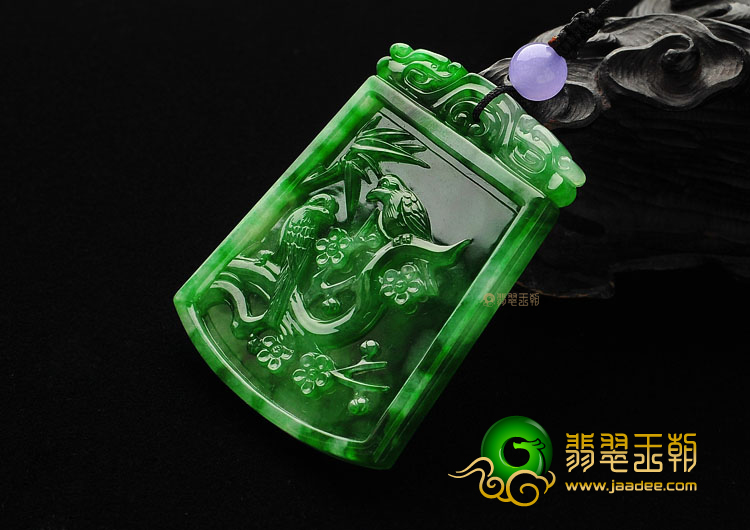冰种阳绿喜上眉梢挂件