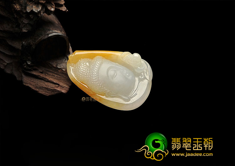 (超值推荐)糯冰种黄翡释迦牟尼头挂件