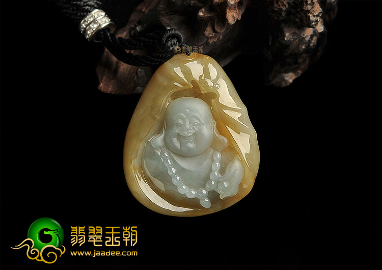 (超值推荐)糯冰种褐黄翡纳福/观音头挂件(一对)