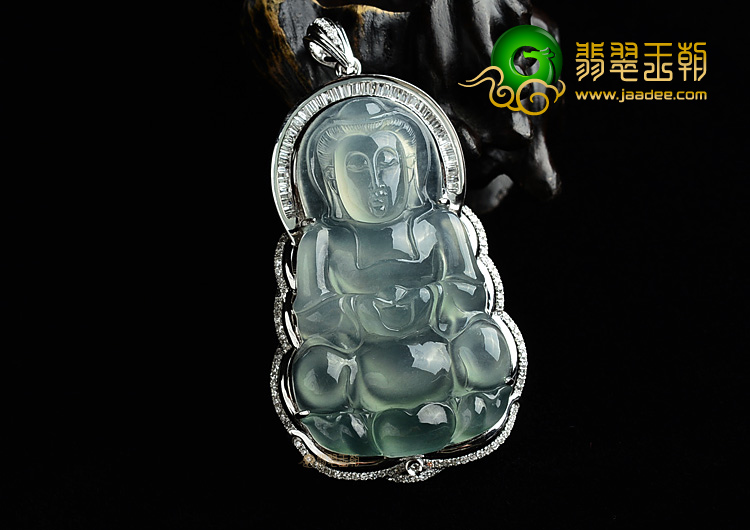 (超值推荐)冰种晴水镶白金观音胸坠(真钻)