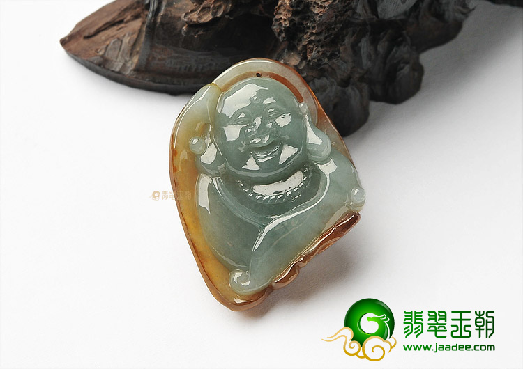(超值推荐)糯冰种晴水褐黄翡玉佛挂件