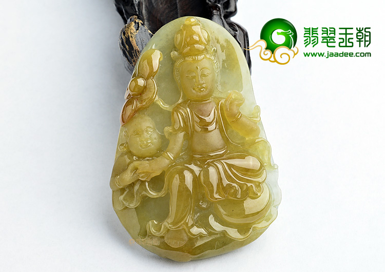 (超值推荐)糯冰种褐黄翡送子观音挂件