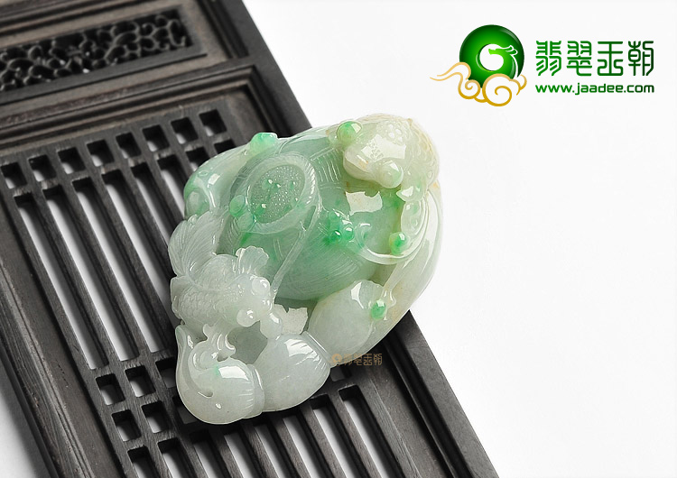 (超值推荐)糯冰种飘翠金玉满堂挂件