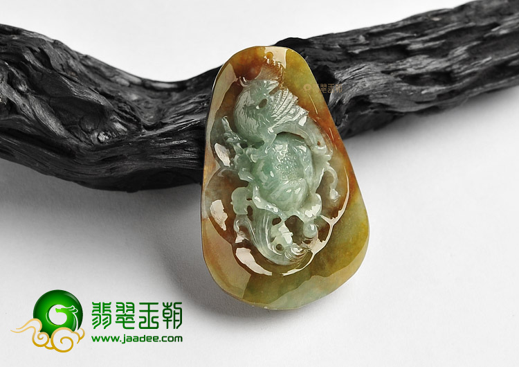 (超值推荐)糯冰种褐黄翡花开富贵挂件