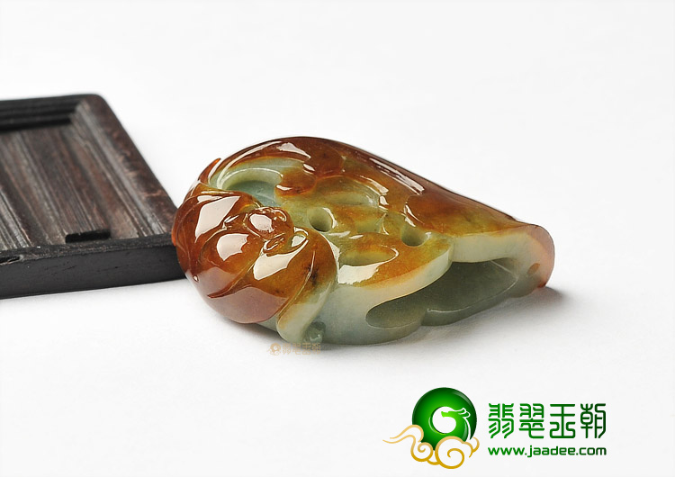 糯冰种褐黄翡福在眼前挂件