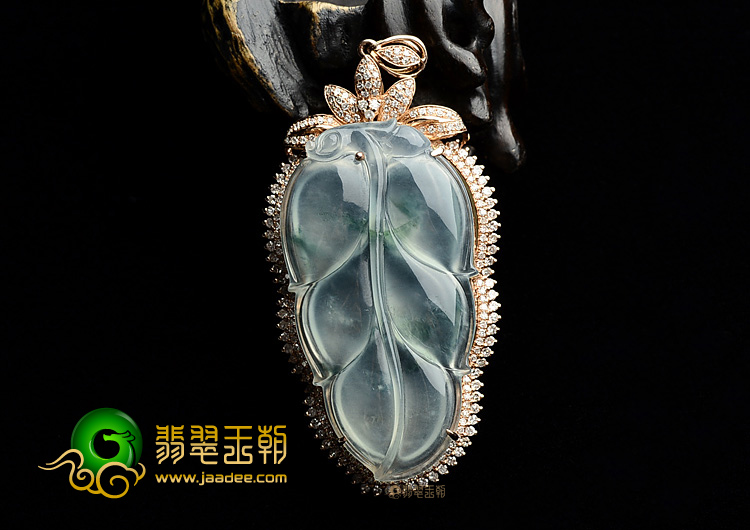 (超值推荐)冰种飘花镶玫瑰金金枝玉叶胸坠(真钻)