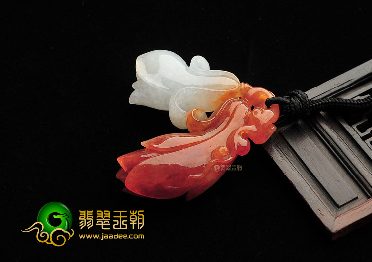 (超值推荐)糯冰种褐黄翡双生花挂件
