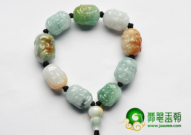 (超值推荐)糯冰种三彩罗汉头手链