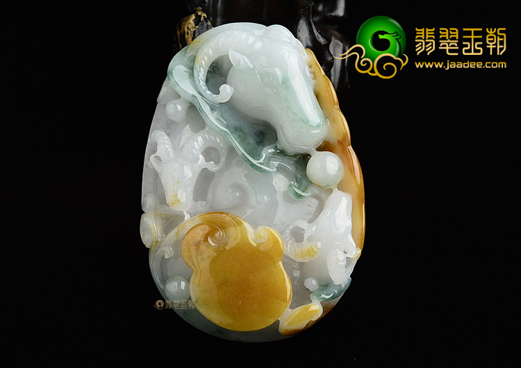 (超值推荐)糯冰种三彩三阳开泰挂件