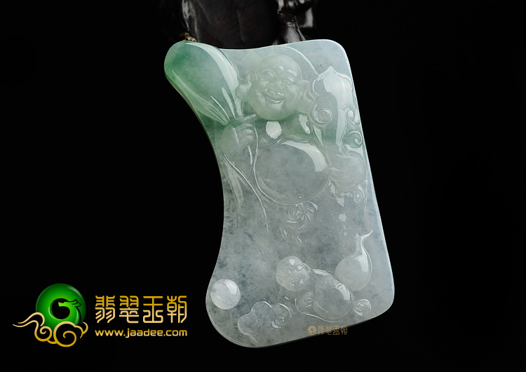 (超值推荐)糯冰种飘花童子拜佛挂件