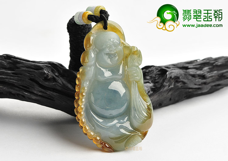 (超值推荐)糯冰种褐黄翡布袋佛挂件