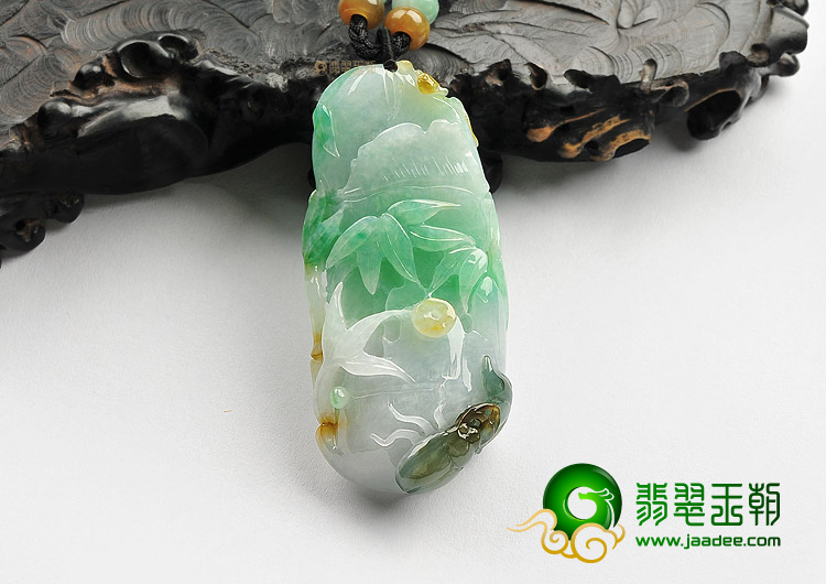 糯冰种三彩节节高挂件