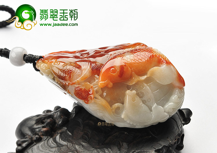 糯冰种红黄翡年年有余手玩件