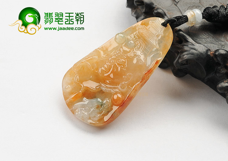(超值推荐)冰种红黄翡飘花降龙罗汉挂件