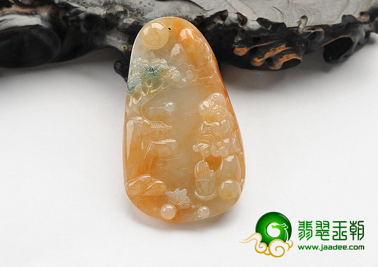 (超值推荐)冰种红黄翡飘花罗汉挂件