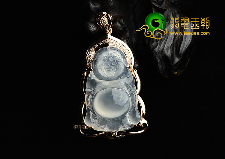 (超值推荐)冰种无色镶玫瑰金站佛胸坠(真钻)