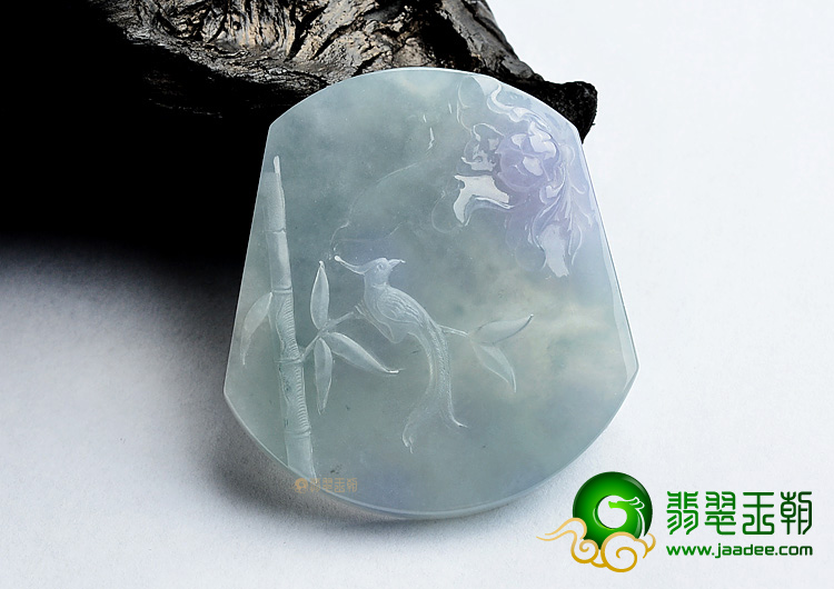 (超值推荐)糯冰种晴水紫罗兰竹报平安挂件