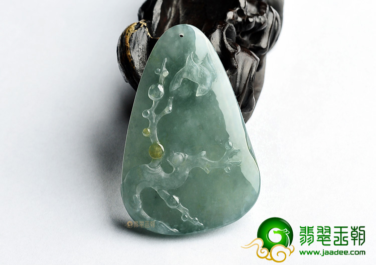 (超值推荐)冰种晴水略带黄翡喜上枝头挂件