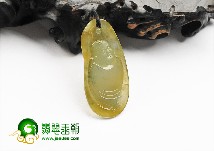 冰种褐黄翡善财童子挂件