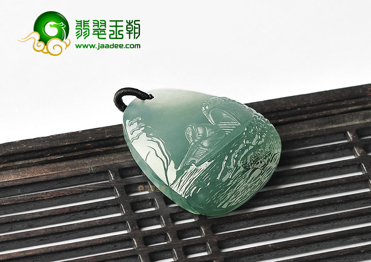 冰种晴水独钓寒江挂件