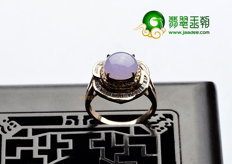 (超值推荐)糯冰种紫罗兰镶玫瑰金戒指(真钻)