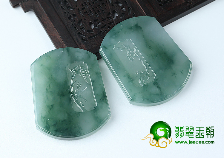 (超值推荐)冰种飘花梅竹呈祥挂件(一对)