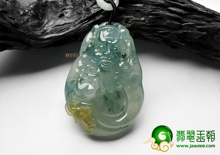 (超值推荐)冰种晴水黄翡飘花钟馗挂件
