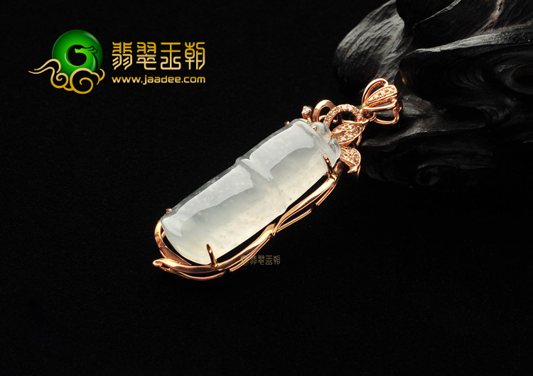 (超值推荐)冰种淡晴水镶玫瑰金钻石节节高胸坠