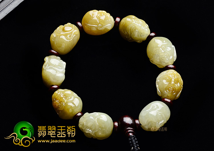 (超值推荐)糯冰种黄翡罗汉头手链
