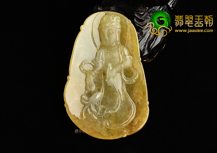 (超值推荐)糯冰种黄翡站观音挂件