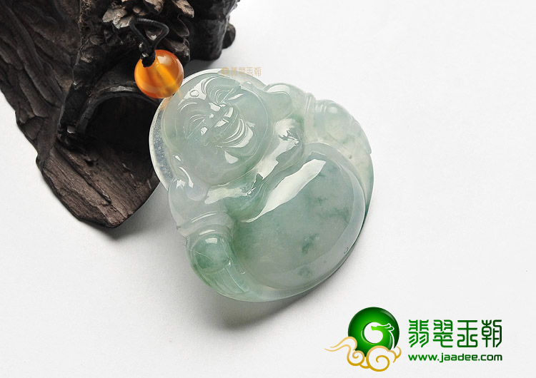 糯冰种飘花玉佛挂件