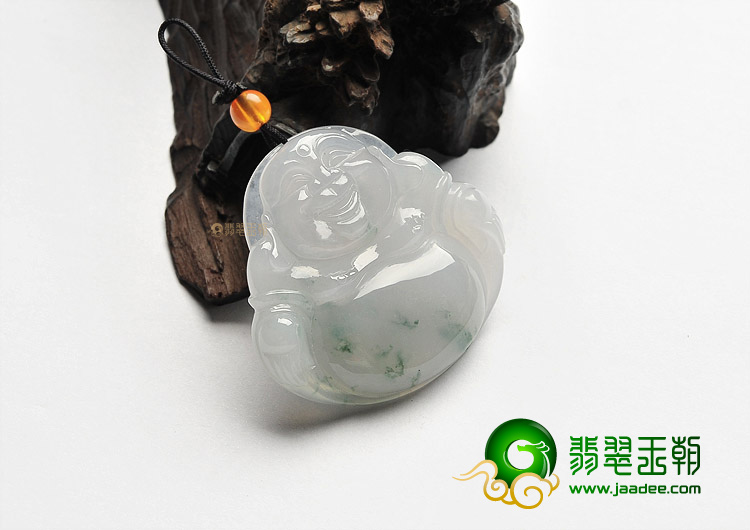 糯冰种飘花玉佛挂件