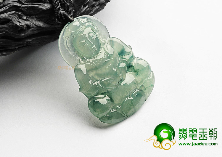 冰种晴水飘花观音挂件