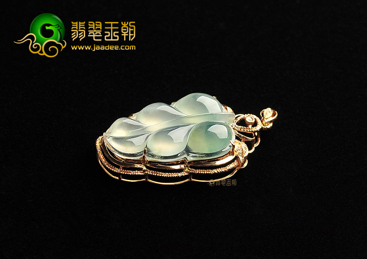 (超值推荐)冰种飘花镶玫瑰金钻石金枝玉叶胸坠