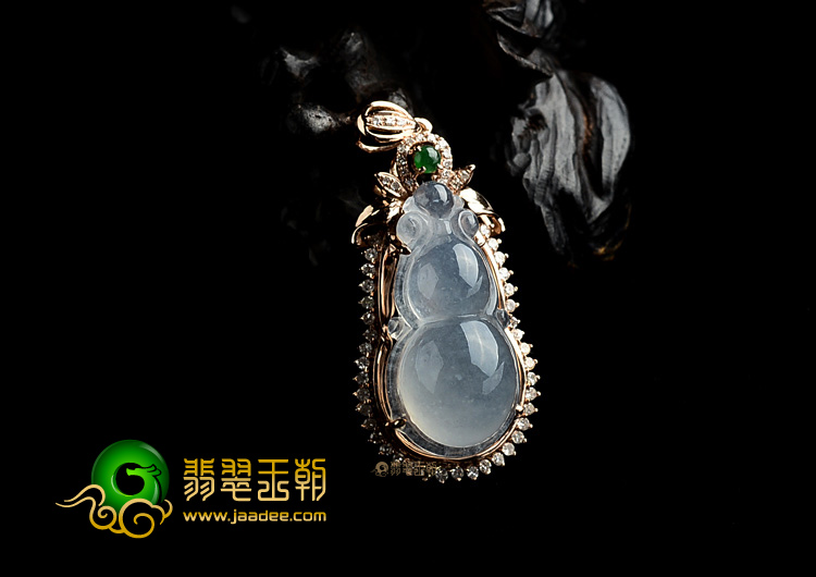 (超值推荐)冰种淡晴水镶玫瑰金葫芦胸坠(真钻)