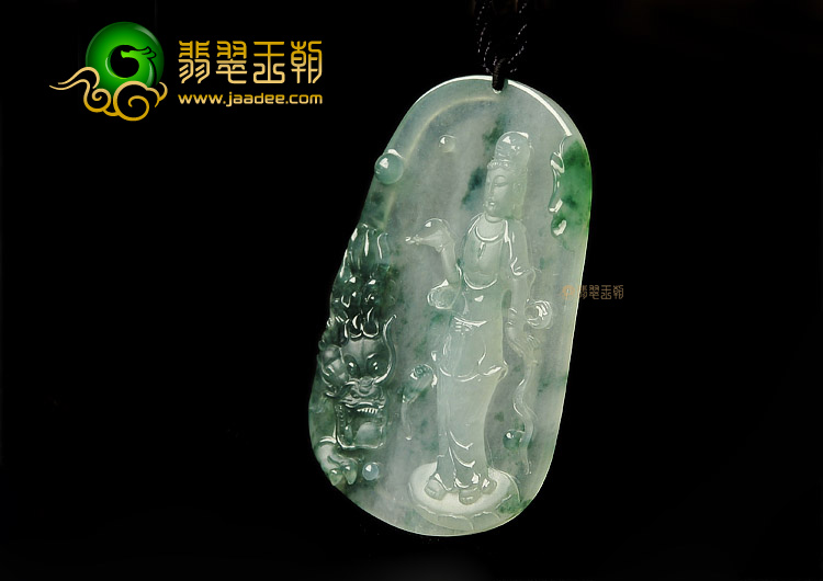 冰种飘花降龙观音挂件