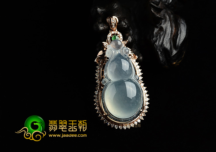(超值推荐)冰种晴水镶玫瑰金葫芦胸坠(真钻)