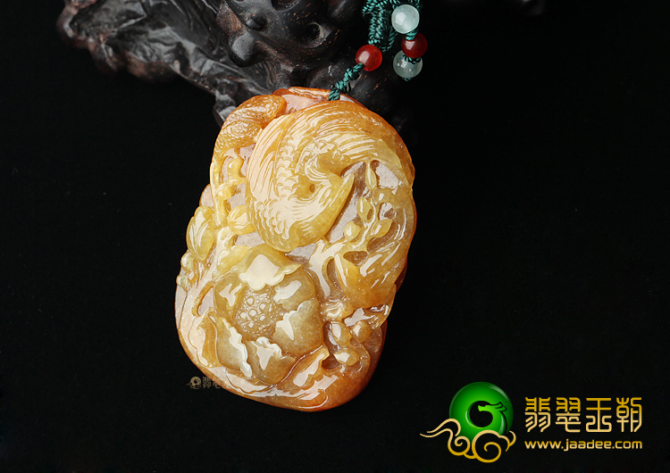 (超值推荐)糯冰种黄翡鸟语花香挂件