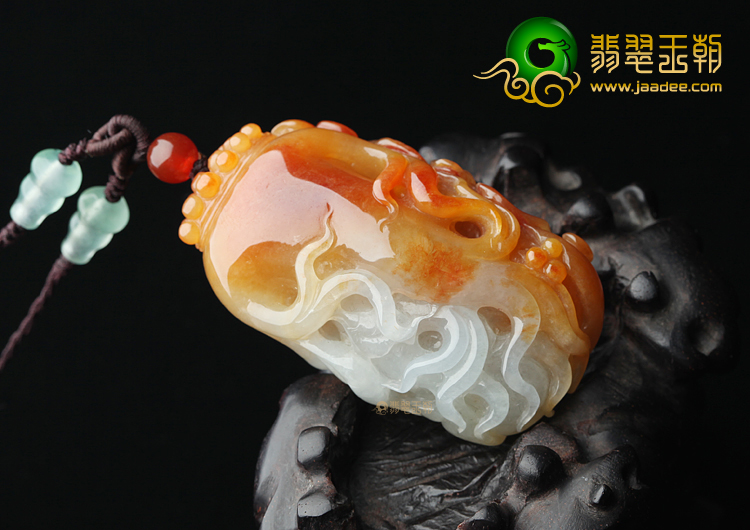 (超值推荐)糯冰种红黄翡人生如意挂件