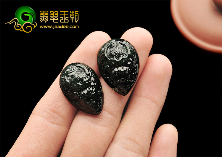 冰种墨翠龙头戒面(单价)