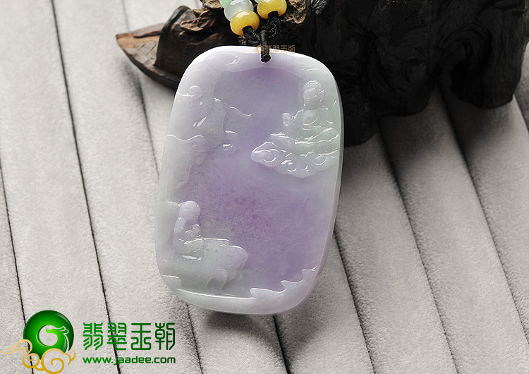 糯冰种紫罗兰送子观音挂件
