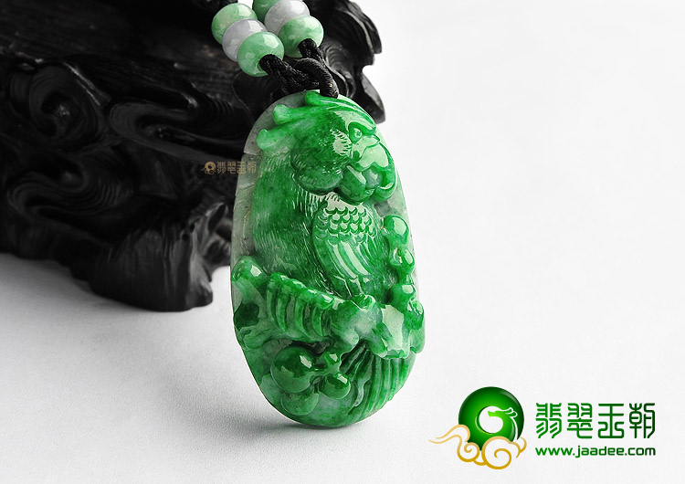 细糯种阳绿鹦鹉挂件