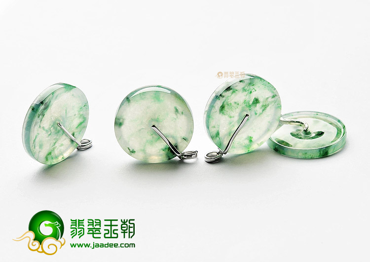 冰种飘花镶白金钻石平安扣胸坠(单价)
