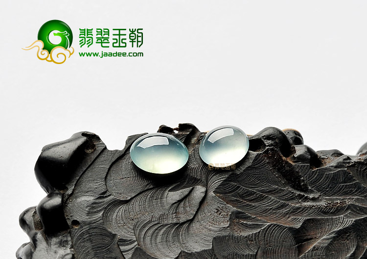 玻璃种晴水戒面(一对)