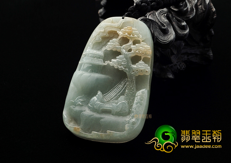 糯冰种褐黄翡对弈挂件
